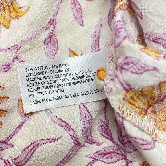 Universal Thread Blouse Womens XLarge Keyhole Neck Smocked Cuffs Floral Print - Picture 6 of 12